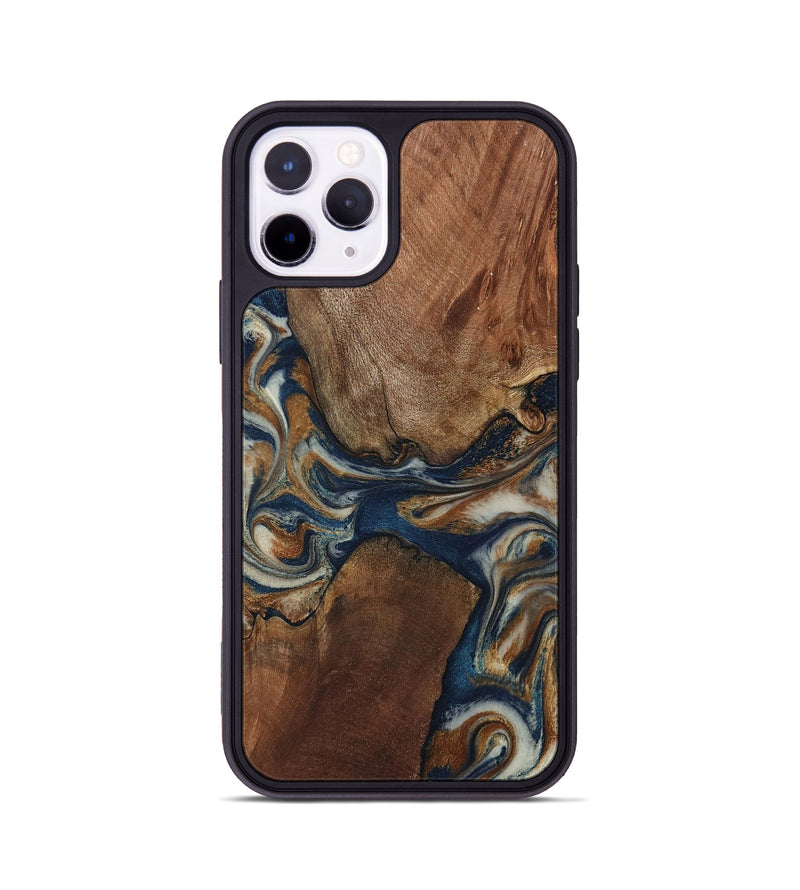 iPhone 11 Pro Wood Phone Case - Ina (Teal & Gold, 802406)