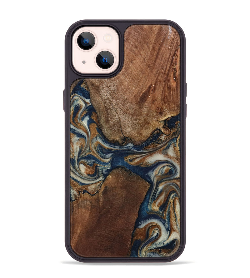 iPhone 14 Plus Wood Phone Case - Ina (Teal & Gold, 802406)