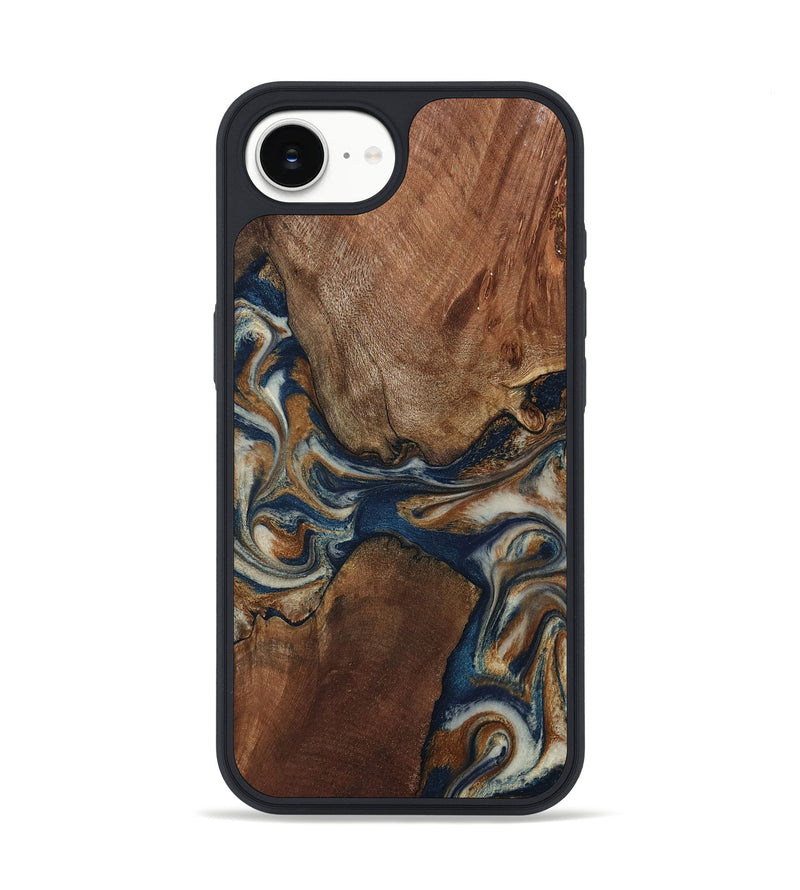 iPhone 16e Wood Phone Case - Ina (Teal & Gold, 802406)