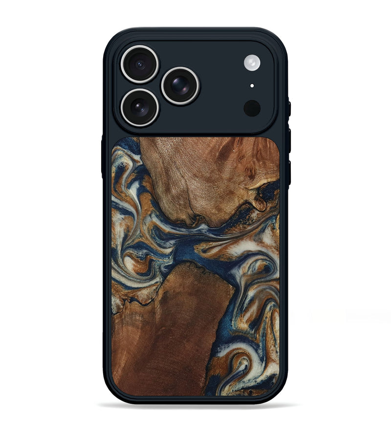 iPhone 17 Pro Max Wood Phone Case - Ina (Teal & Gold, 802406)