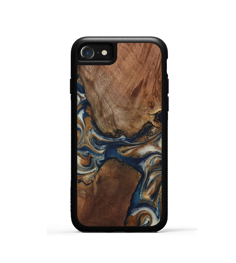 iPhone SE Wood Phone Case - Ina (Teal & Gold, 802406)