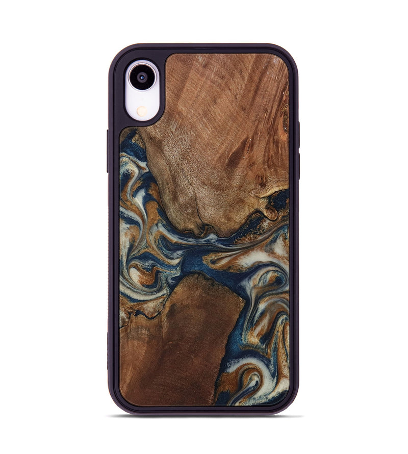 iPhone Xr Wood Phone Case - Ina (Teal & Gold, 802406)