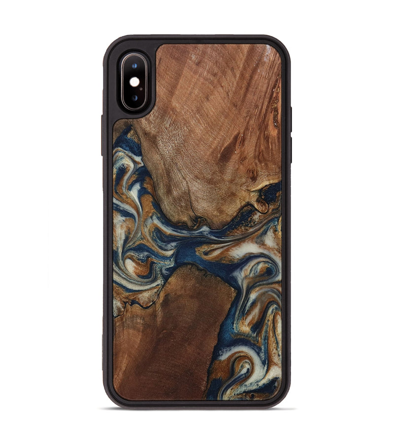 iPhone Xs Max Wood Phone Case - Ina (Teal & Gold, 802406)