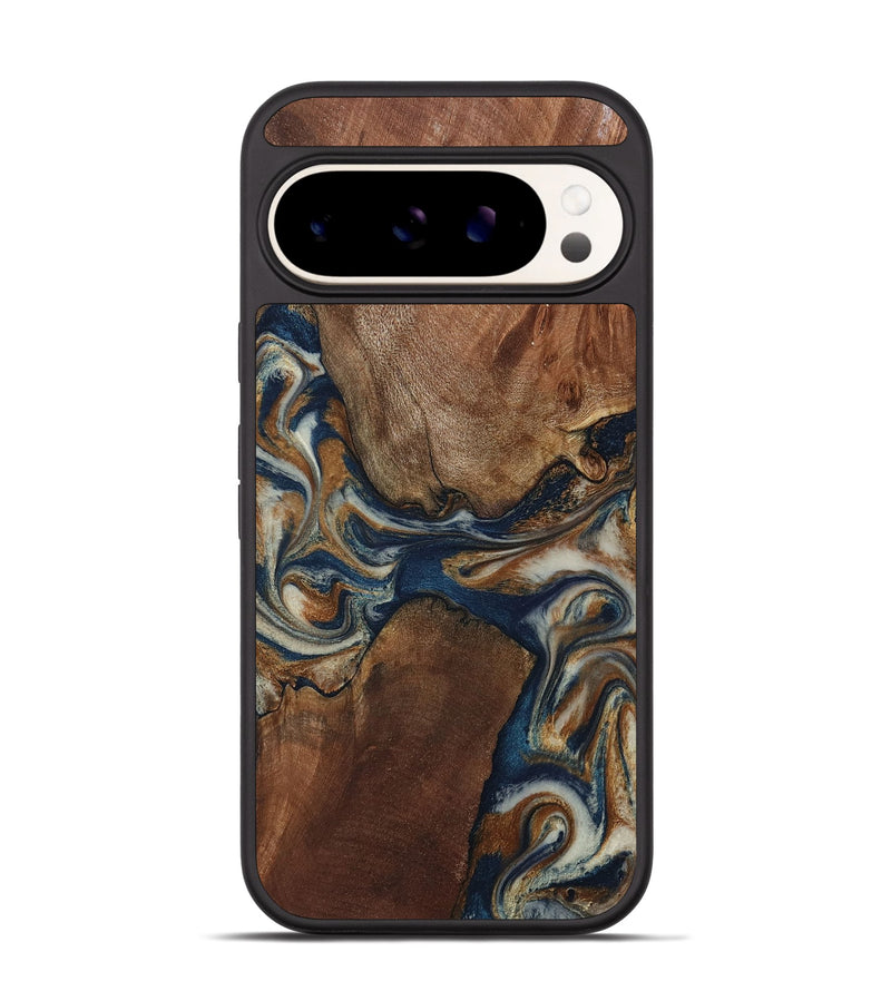 Pixel 9 Wood Phone Case - Ina (Teal & Gold, 802406)