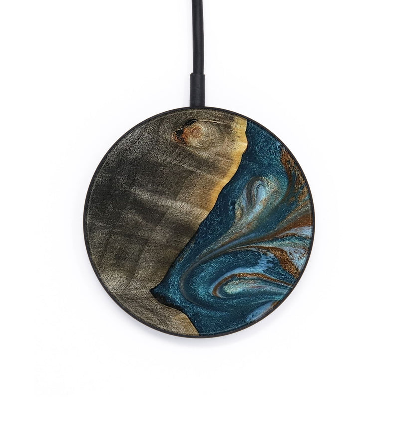 Circle Wood Wireless Charger - Hobson (Teal & Gold, 802407)