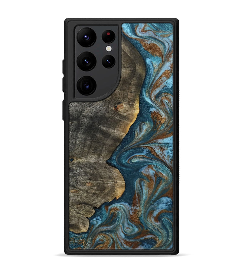 Galaxy S22 Ultra Wood Phone Case - Hobson (Teal & Gold, 802407)