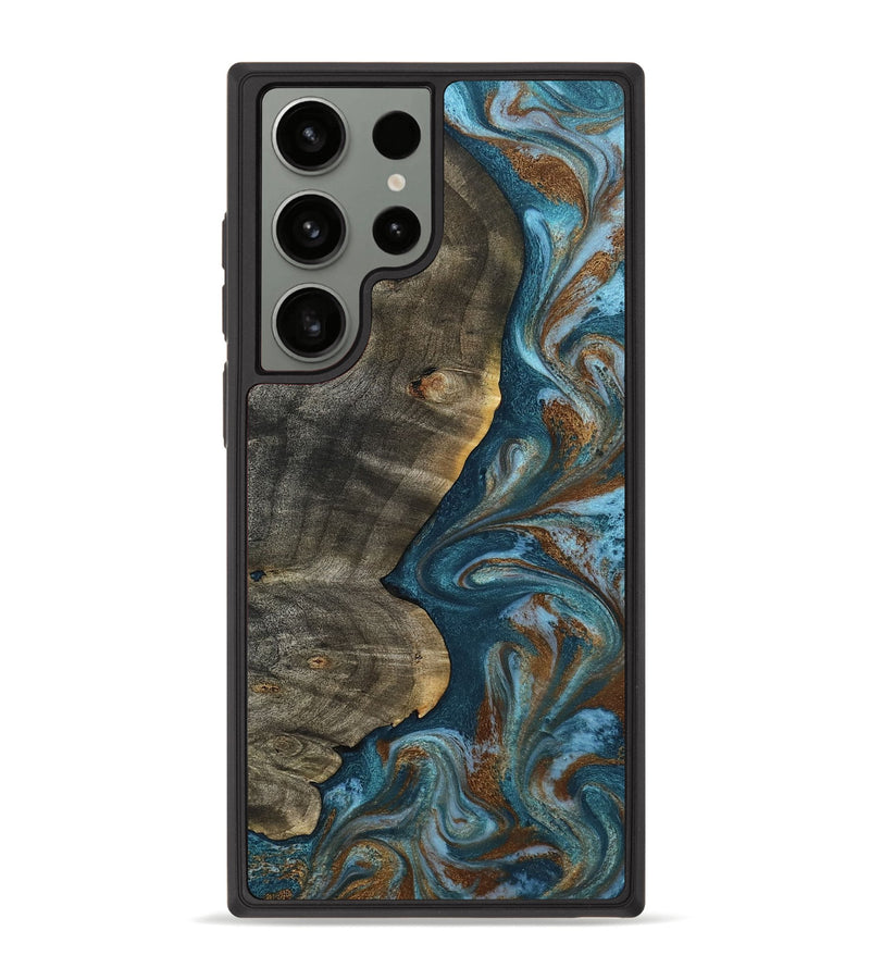 Galaxy S23 Ultra Wood Phone Case - Hobson (Teal & Gold, 802407)