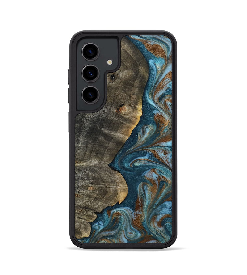 Galaxy S24 Wood Phone Case - Hobson (Teal & Gold, 802407)