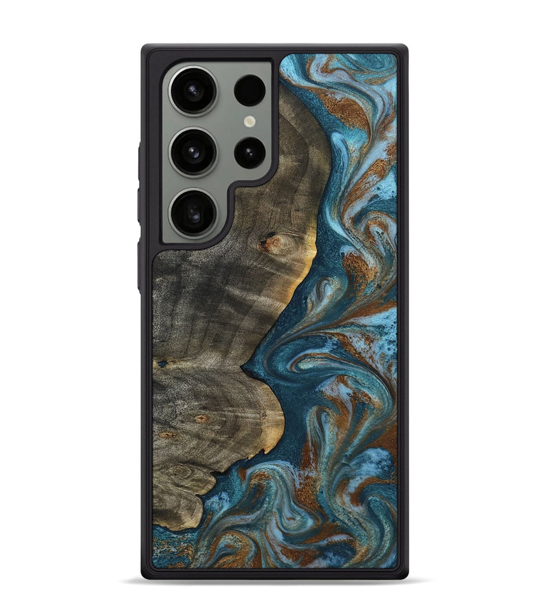 Galaxy S24 Ultra Wood Phone Case - Hobson (Teal & Gold, 802407)