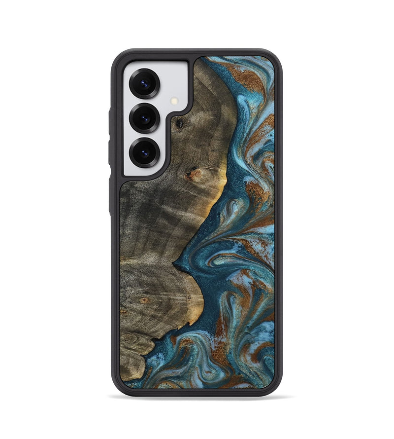 Galaxy S25 Wood Phone Case - Hobson (Teal & Gold, 802407)