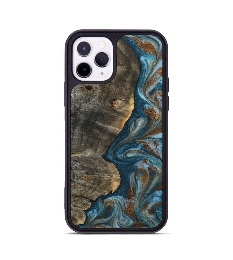 iPhone 11 Pro Wood Phone Case - Hobson (Teal & Gold, 802407)