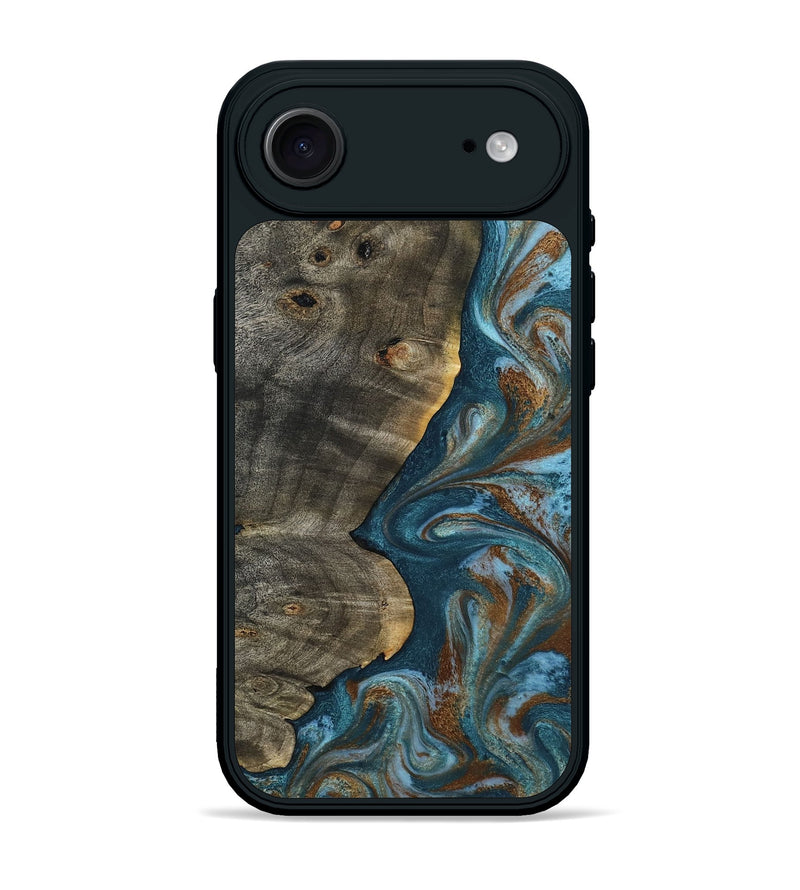 iPhone 17 Air Wood Phone Case - Hobson (Teal & Gold, 802407)