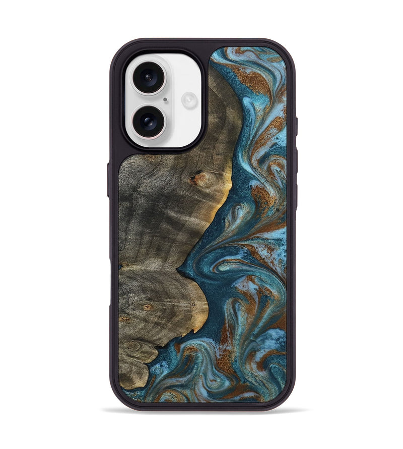 iPhone 17 Wood Phone Case - Hobson (Teal & Gold, 802407)