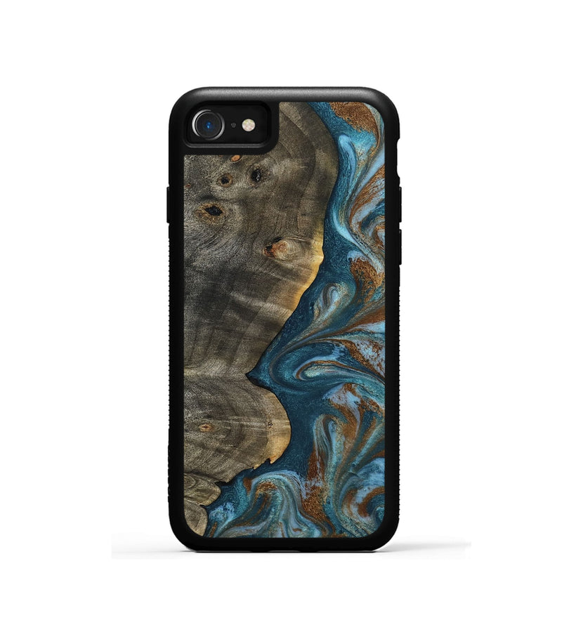 iPhone SE Wood Phone Case - Hobson (Teal & Gold, 802407)