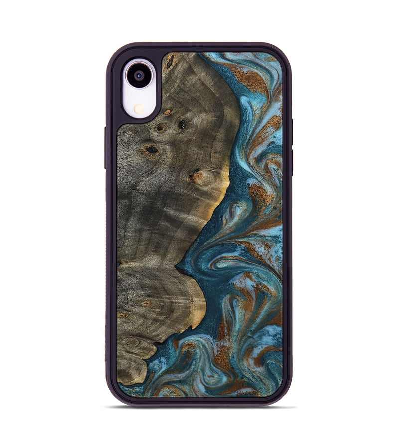 iPhone Xr Wood Phone Case - Hobson (Teal & Gold, 802407)