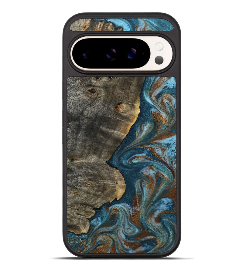 Pixel 10 Pro XL Wood Phone Case - Hobson (Teal & Gold, 802407)
