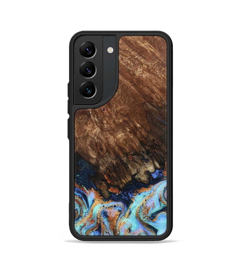 Galaxy S22 Wood Phone Case - Easton (Teal & Gold, 802408)