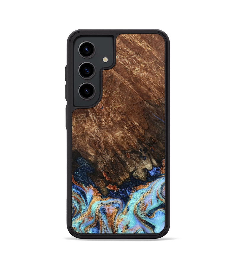 Galaxy S24 Wood Phone Case - Easton (Teal & Gold, 802408)