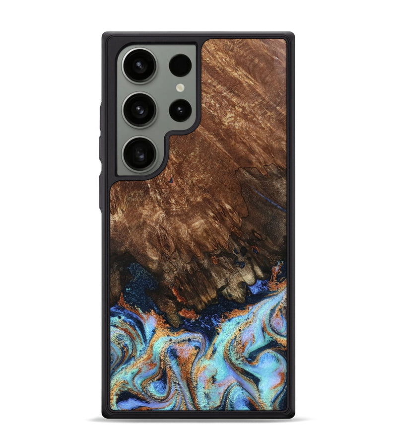 Galaxy S24 Ultra Wood Phone Case - Easton (Teal & Gold, 802408)