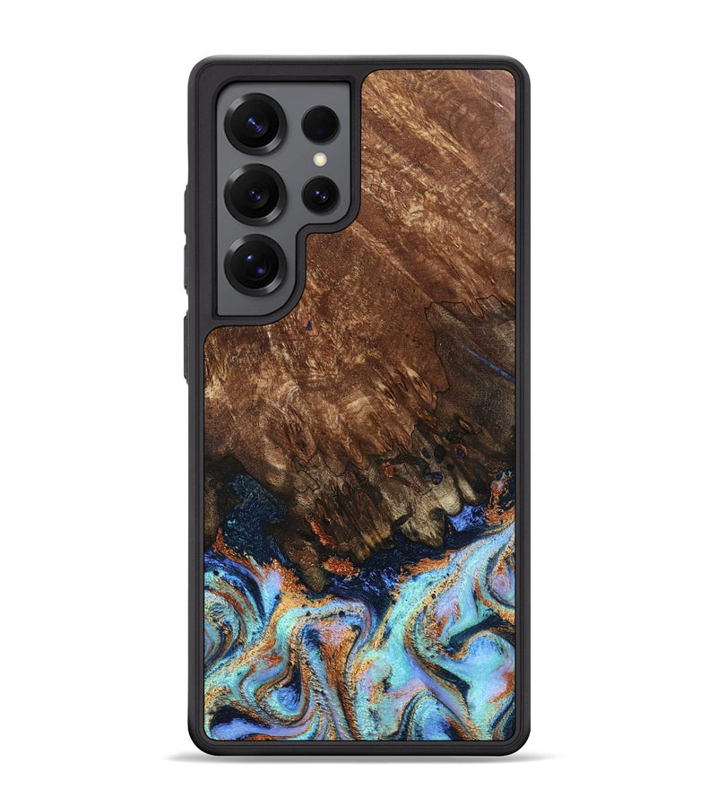Galaxy S25 Ultra Wood Phone Case - Easton (Teal & Gold, 802408)