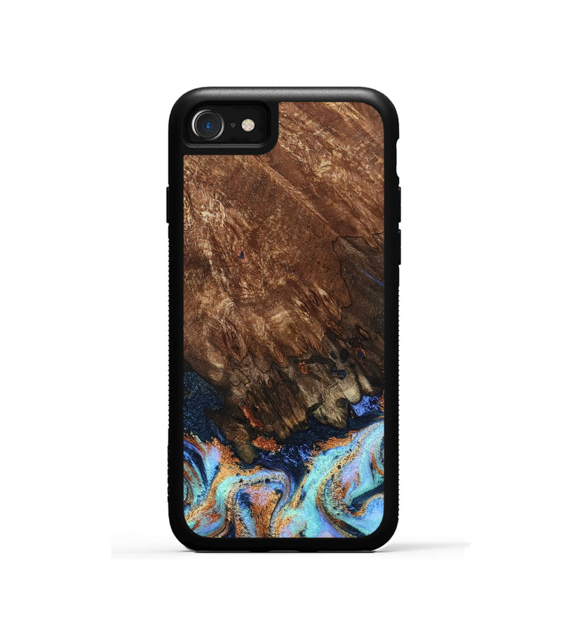 iPhone SE Wood Phone Case - Easton (Teal & Gold, 802408)