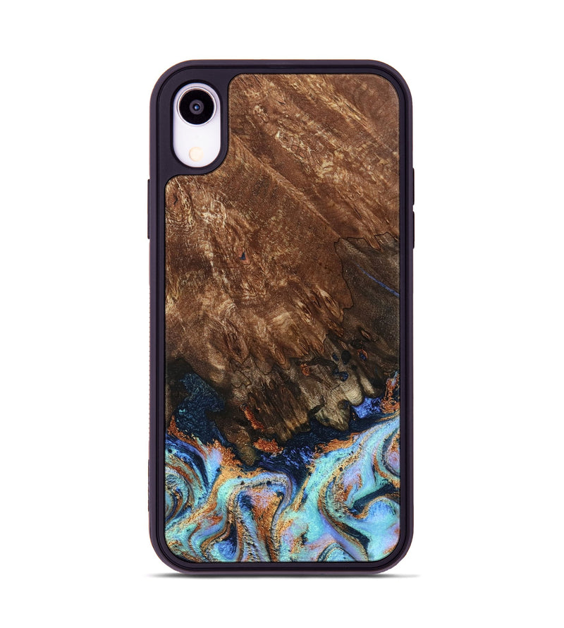 iPhone Xr Wood Phone Case - Easton (Teal & Gold, 802408)