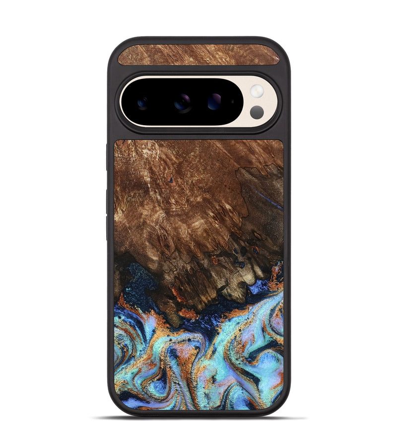 Pixel 10 Wood Phone Case - Easton (Teal & Gold, 802408)
