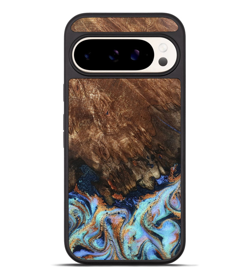 Pixel 9 Pro XL Wood Phone Case - Easton (Teal & Gold, 802408)