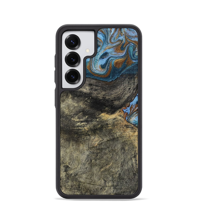 Galaxy S25 Wood Phone Case - Starr (Teal & Gold, 802409)