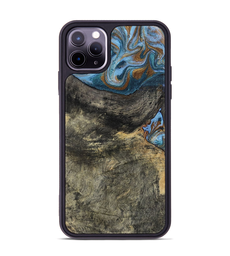 iPhone 11 Pro Max Wood Phone Case - Starr (Teal & Gold, 802409)