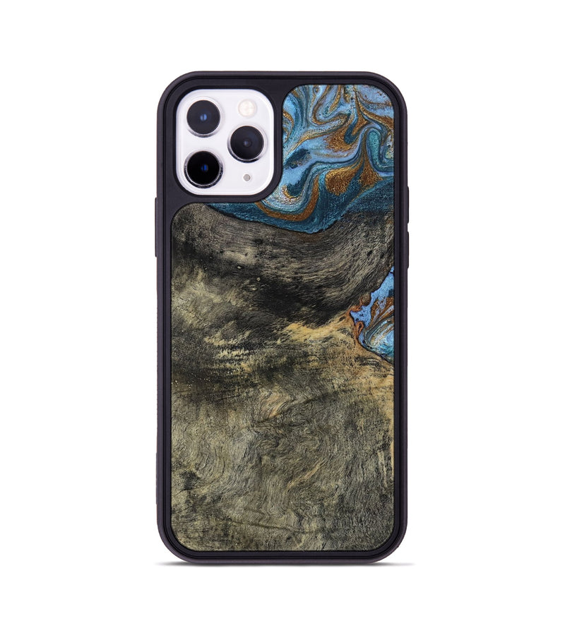 iPhone 11 Pro Wood Phone Case - Starr (Teal & Gold, 802409)