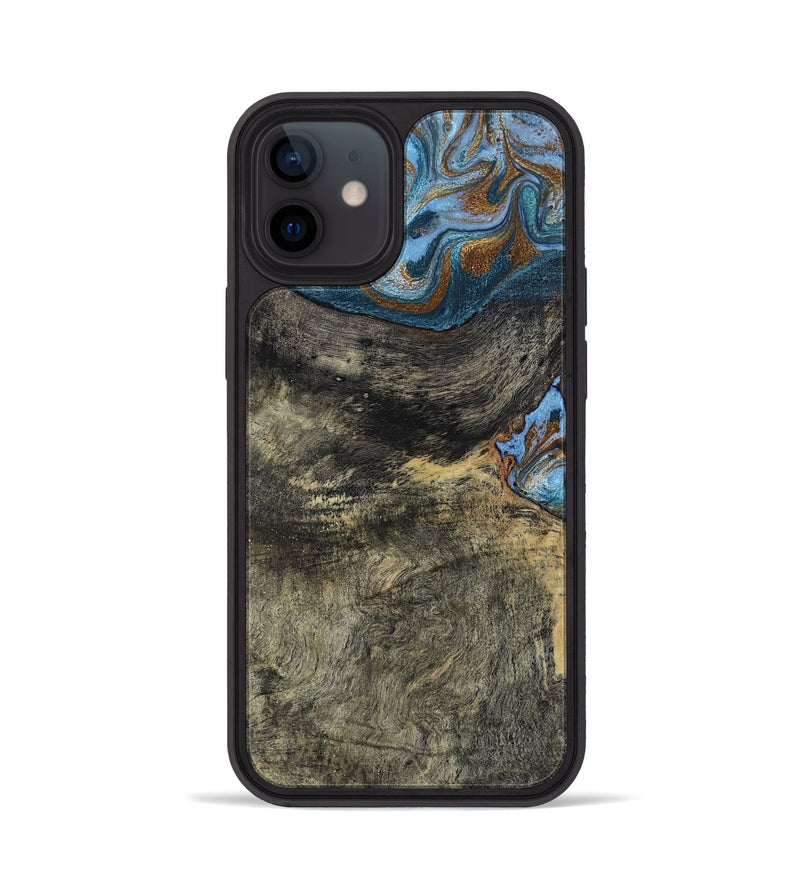 iPhone 12 Wood Phone Case - Starr (Teal & Gold, 802409)
