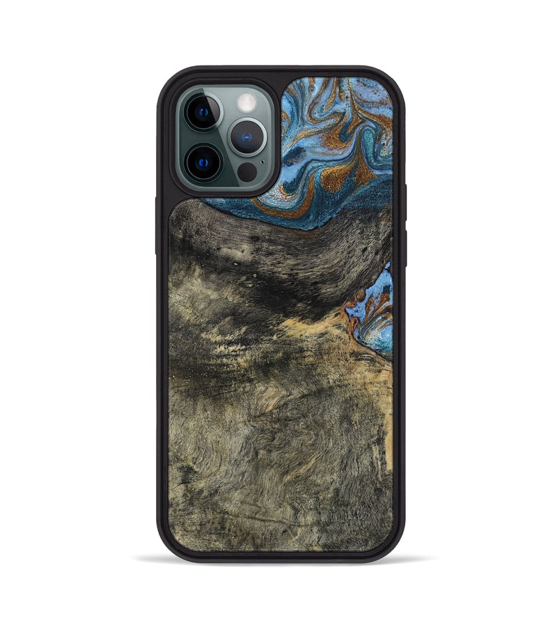iPhone 12 Pro Wood Phone Case - Starr (Teal & Gold, 802409)