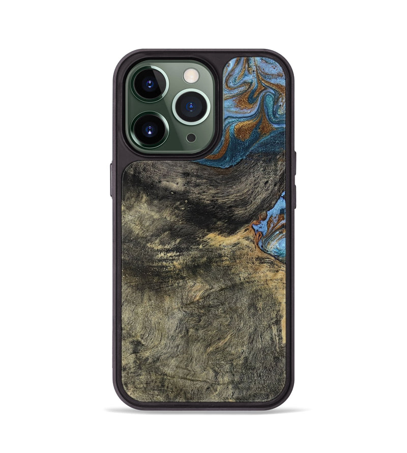 iPhone 13 Pro Wood Phone Case - Starr (Teal & Gold, 802409)