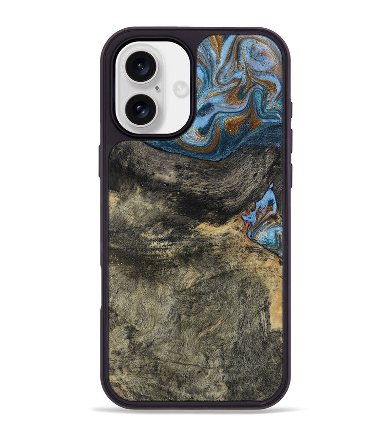 iPhone 16 Plus Wood Phone Case - Starr (Teal & Gold, 802409)