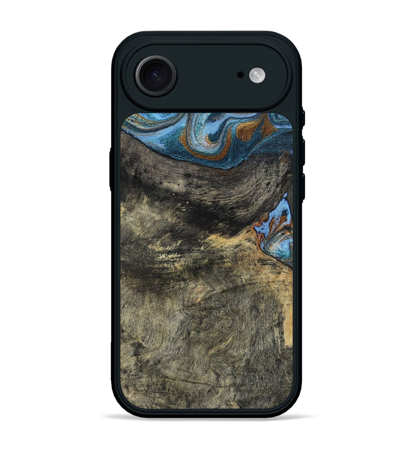 iPhone 17 Air Wood Phone Case - Starr (Teal & Gold, 802409)