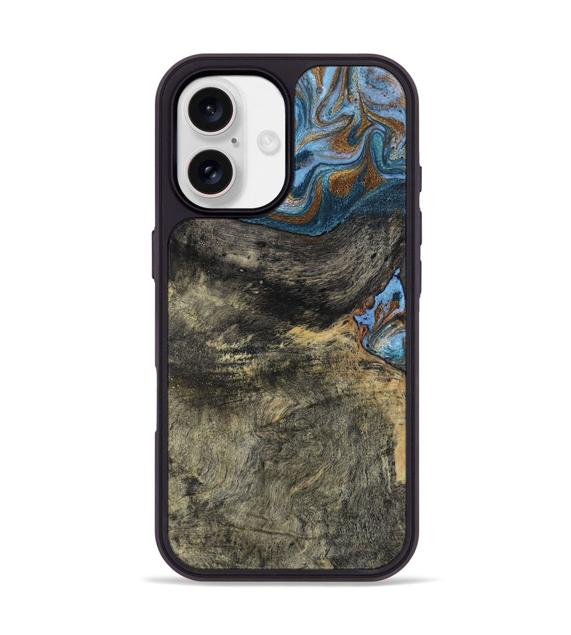 iPhone 17 Wood Phone Case - Starr (Teal & Gold, 802409)