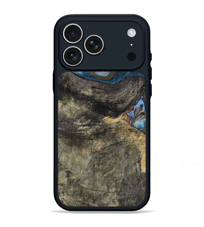 iPhone 17 Pro Max Wood Phone Case - Starr (Teal & Gold, 802409)