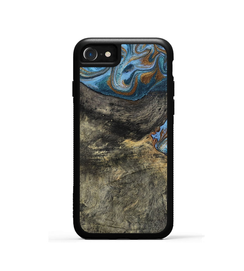 iPhone SE Wood Phone Case - Starr (Teal & Gold, 802409)