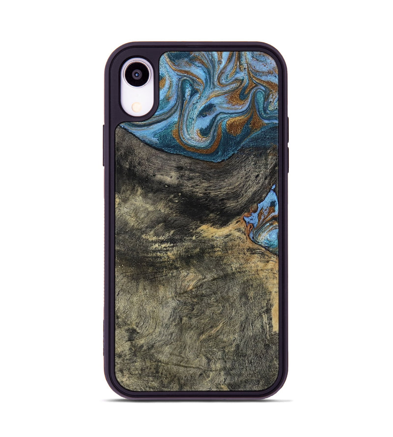 iPhone Xr Wood Phone Case - Starr (Teal & Gold, 802409)