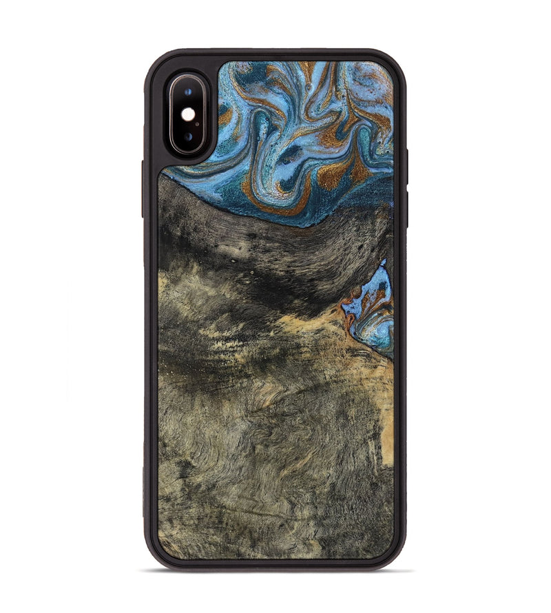 iPhone Xs Max Wood Phone Case - Starr (Teal & Gold, 802409)