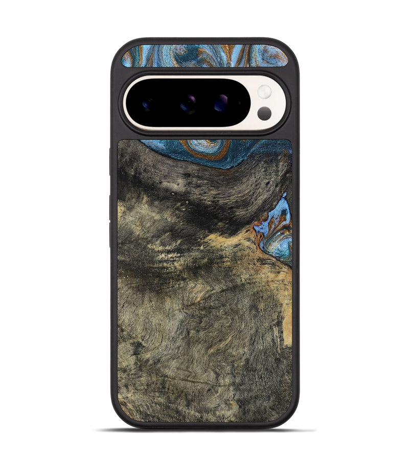 Pixel 9 Wood Phone Case - Starr (Teal & Gold, 802409)