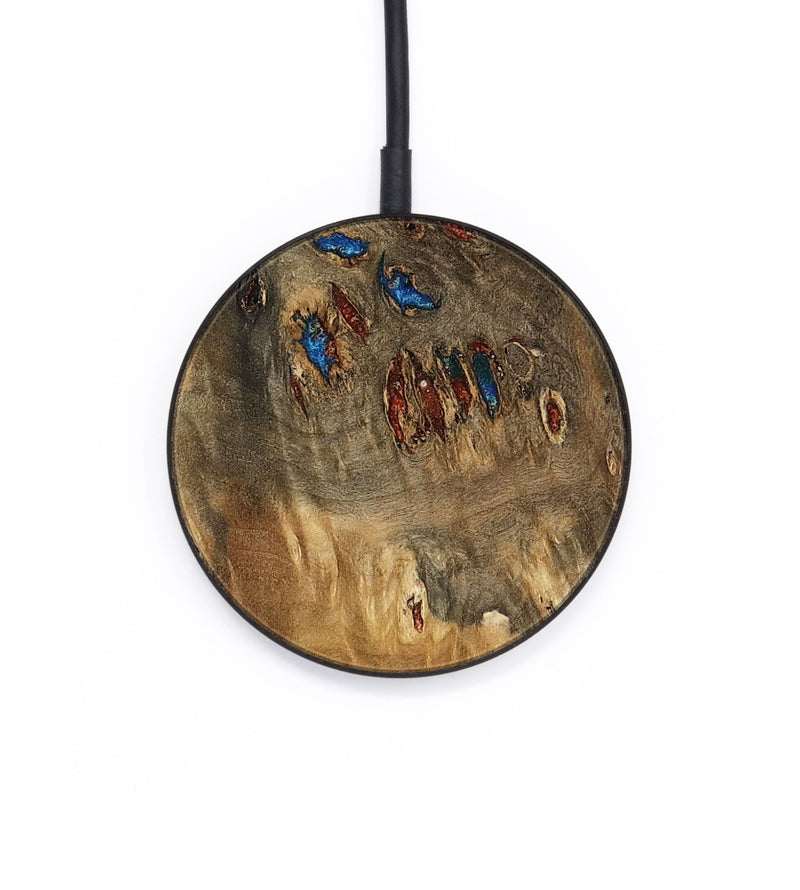 Circle Wood Wireless Charger - Navy (Teal & Gold, 802410)