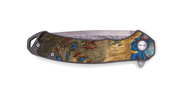 EDC Wood Pocket Knife - Navy (Teal & Gold, 802410)