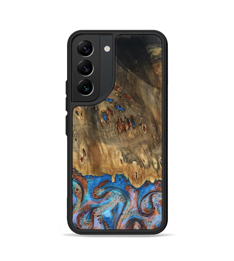 Galaxy S22 Wood Phone Case - Navy (Teal & Gold, 802410)