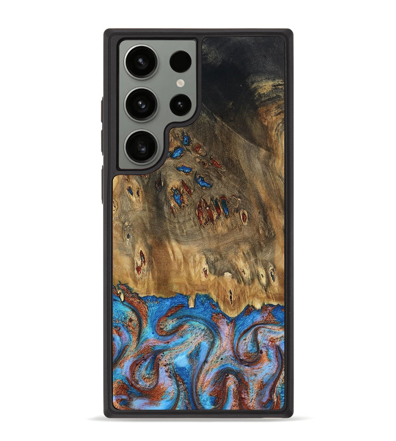 Galaxy S23 Ultra Wood Phone Case - Navy (Teal & Gold, 802410)