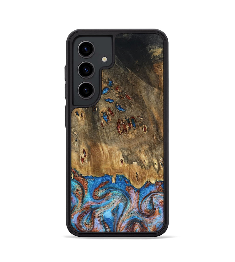 Galaxy S24 Wood Phone Case - Navy (Teal & Gold, 802410)