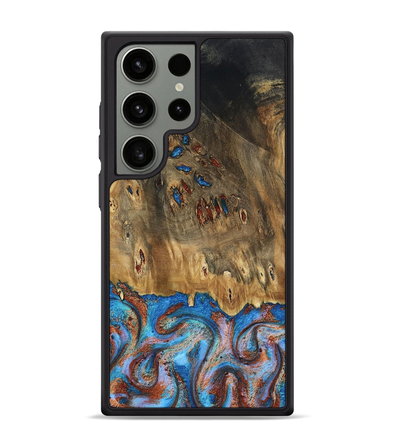 Galaxy S24 Ultra Wood Phone Case - Navy (Teal & Gold, 802410)