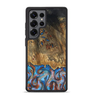 Galaxy S25 Ultra Wood Phone Case - Navy (Teal & Gold, 802410)