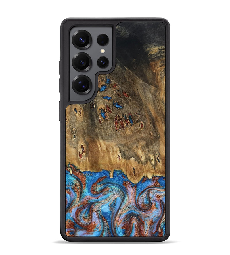 Galaxy S25 Ultra Wood Phone Case - Navy (Teal & Gold, 802410)